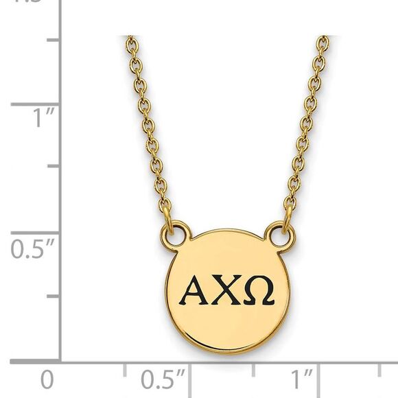 14K Plated Silver Alpha Chi Omega Small Enamel Greek Letters Necklace - Picture 2 of 4